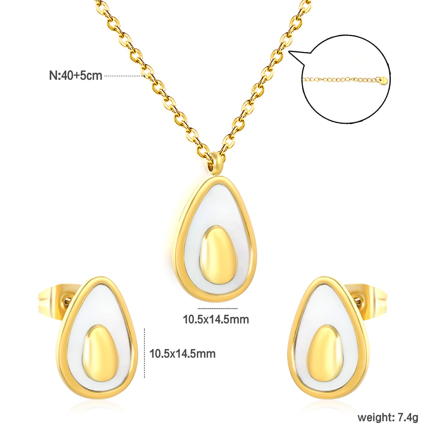 Damen Schmuckset mit luxuriösem Tropfenanhänger und passendem Ohrstecker Shop Nory
