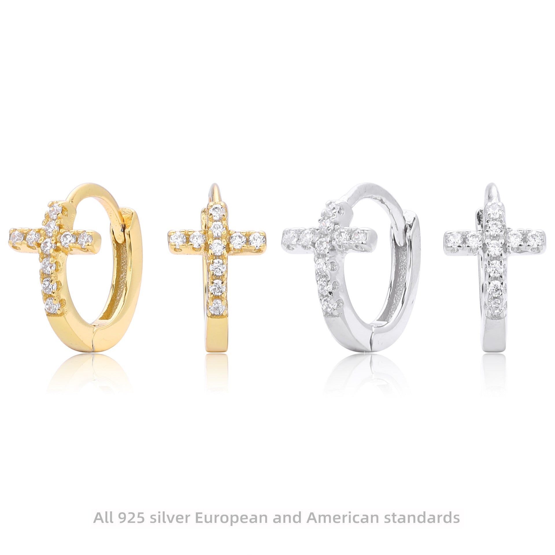Damen Ohrringe mit funkelndem Kreuzmotiv aus hochwertigem 925 Sterling Silber Shop Nory