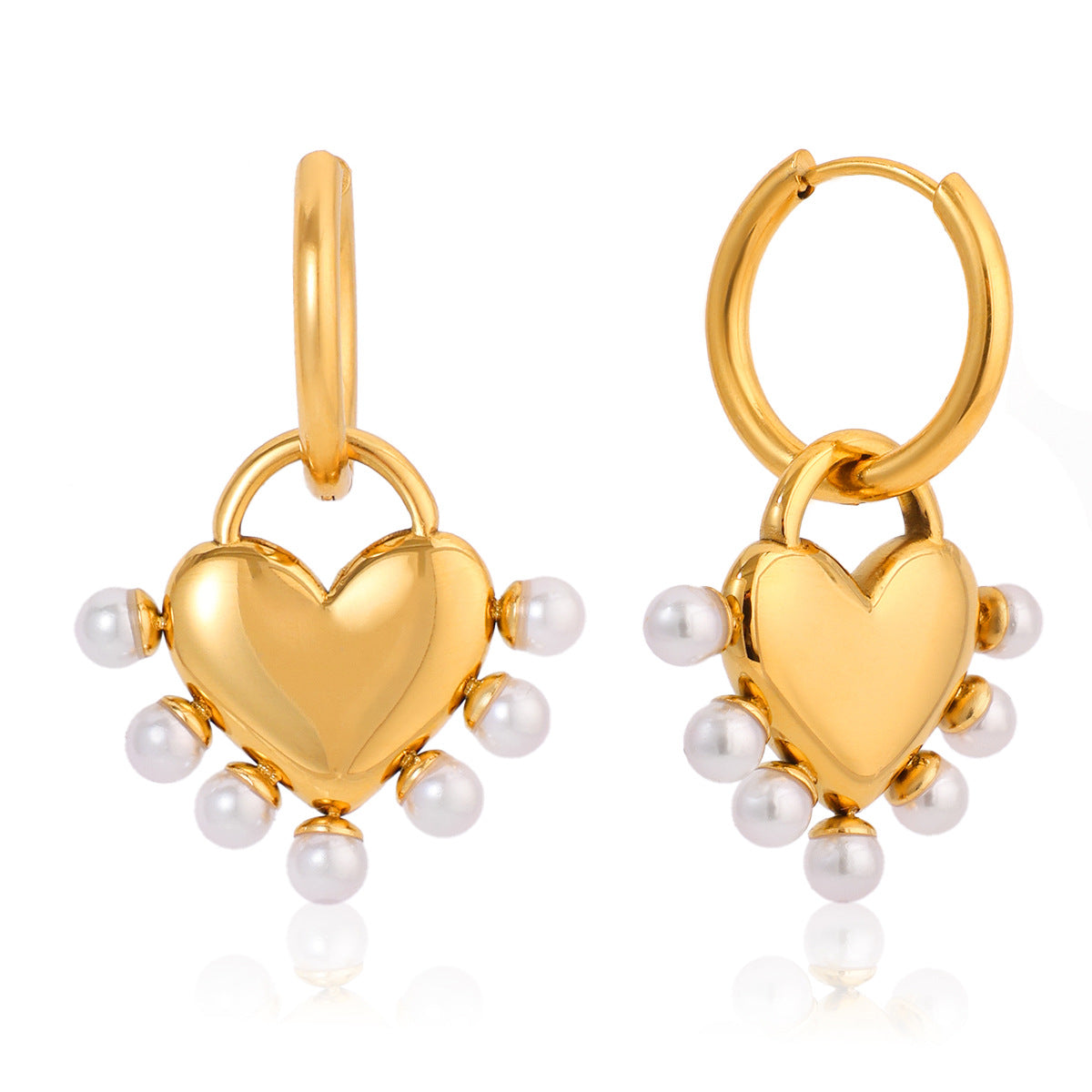 Damen Ohrhänger mit herzförmigem Anhänger und Perlendekor Shop Nory