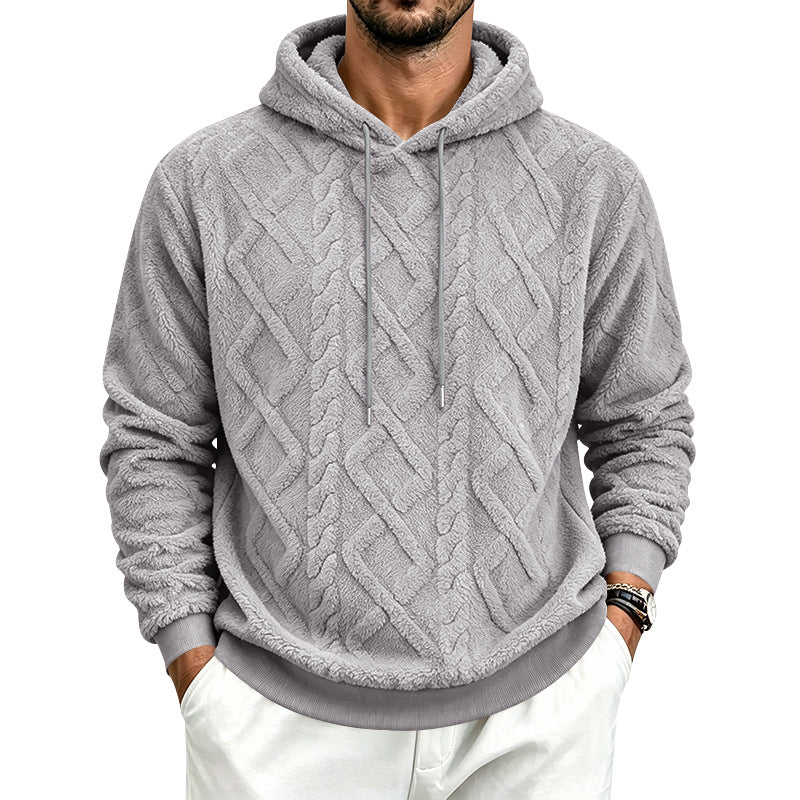 Herren Kuscheliger Sherpa-Kapuzenpullover mit Zopfstruktur und Rippbündchen Shop Nory