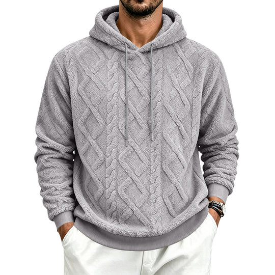 Herren Kuscheliger Sherpa-Kapuzenpullover mit Zopfstruktur und Rippbündchen Shop Nory