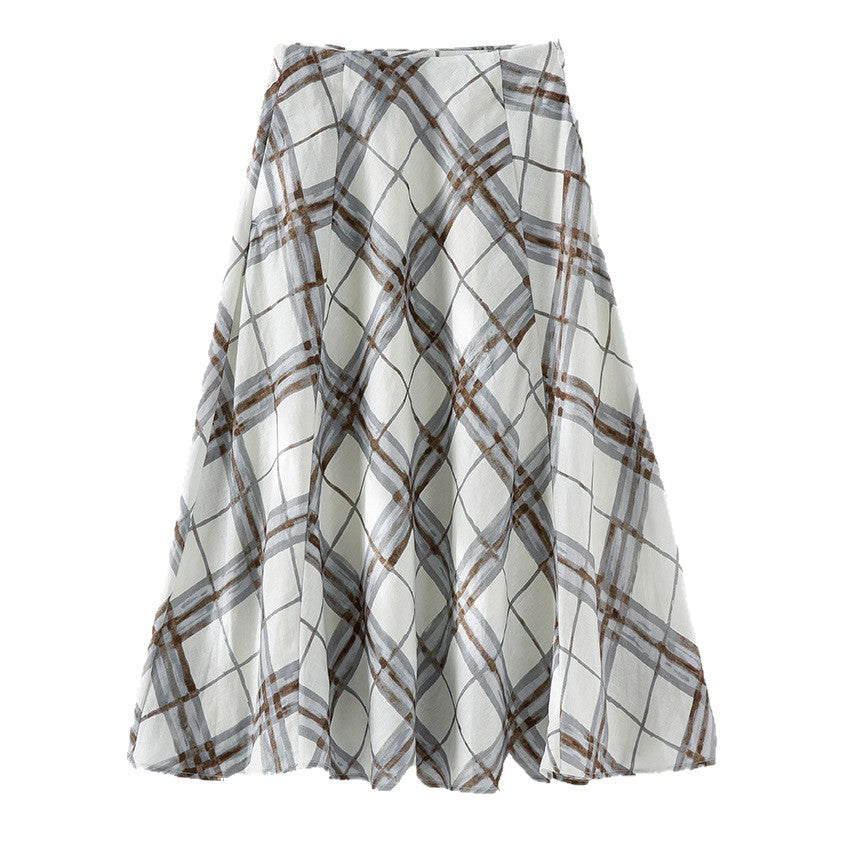 Damen Midirock in A-Linien-Silhouette mit aquarelliertem Karomuster Shop Nory