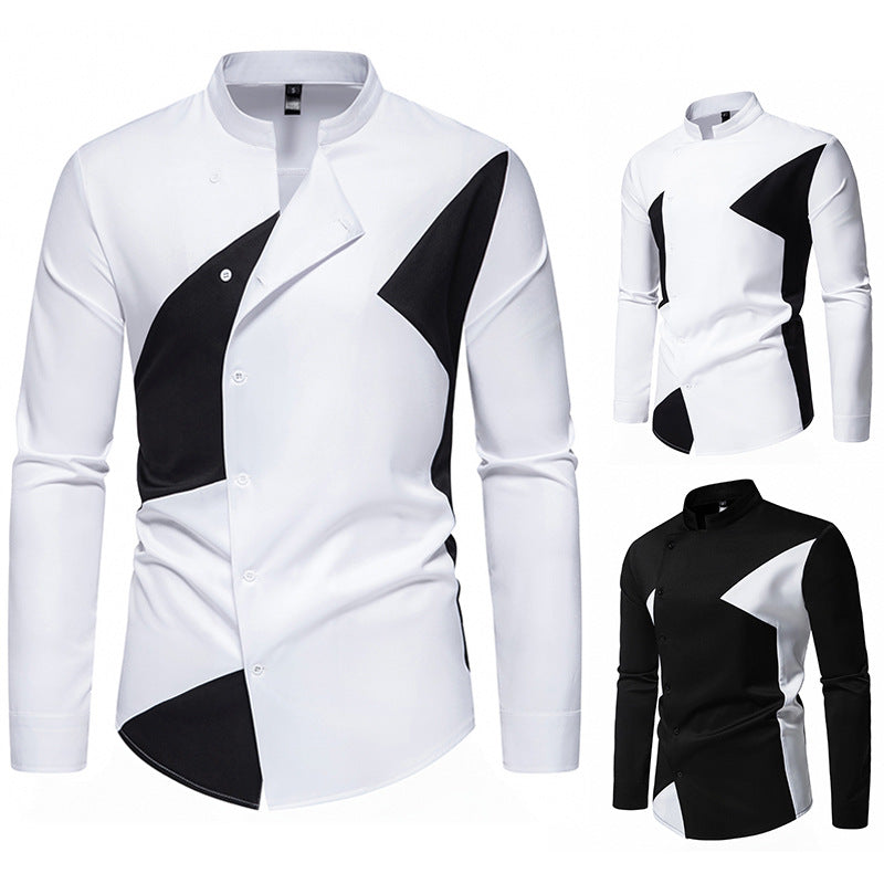Herren Designer Hemd mit asymmetrischem Farbblock