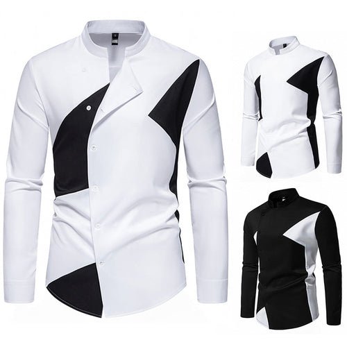 Herren Designer Hemd mit asymmetrischem Farbblock