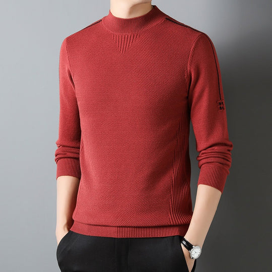 Herren Slim-Fit Strukturierter Feinstrickpullover mit kurzem Schlauchkragen und gerippten Säumen Shop Nory