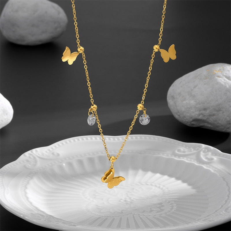 Damen Zierliche Schmetterlings Charm Halskette Shop Nory