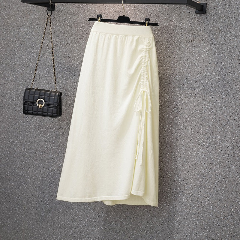 Damen Langer Rock mit Raffung und Kordelzug Shop Nory