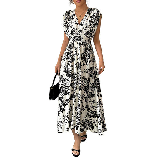 Damen Fließendes Midikleid mit V-Ausschnitt, geraffter Taille und Jacquard‑Struktur Shop Nory