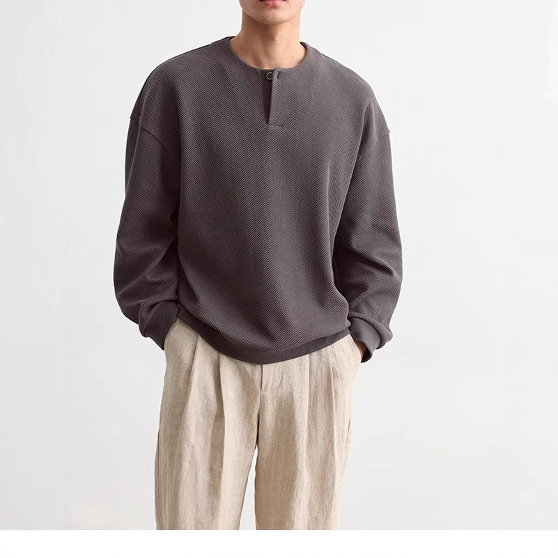 Herren Strukturierter Oversize-Strickpullover mit Henley-Knopfleiste Shop Nory