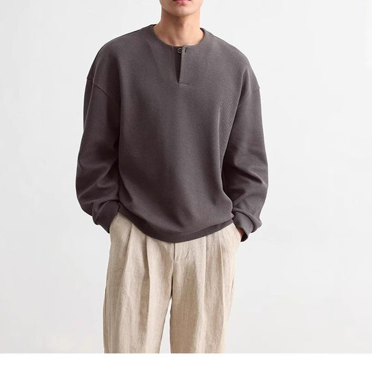 Herren Strukturierter Oversize-Strickpullover mit Henley-Knopfleiste Shop Nory