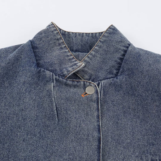 Damen Verkürzte Jeansjacke im Boxy‑Schnitt mit Stehkragen und dreiviertelärmeln Shop Nory
