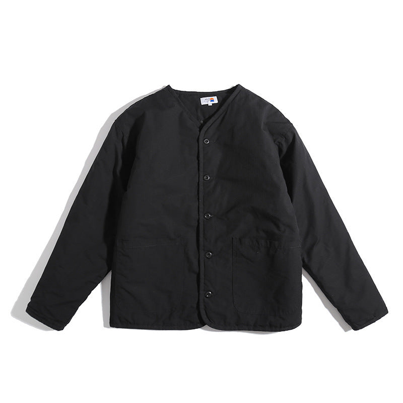 Unisex Leichte gesteppte Rundhals-Übergangsjacke mit Knopfleiste und aufgesetzten Taschen Shop Nory