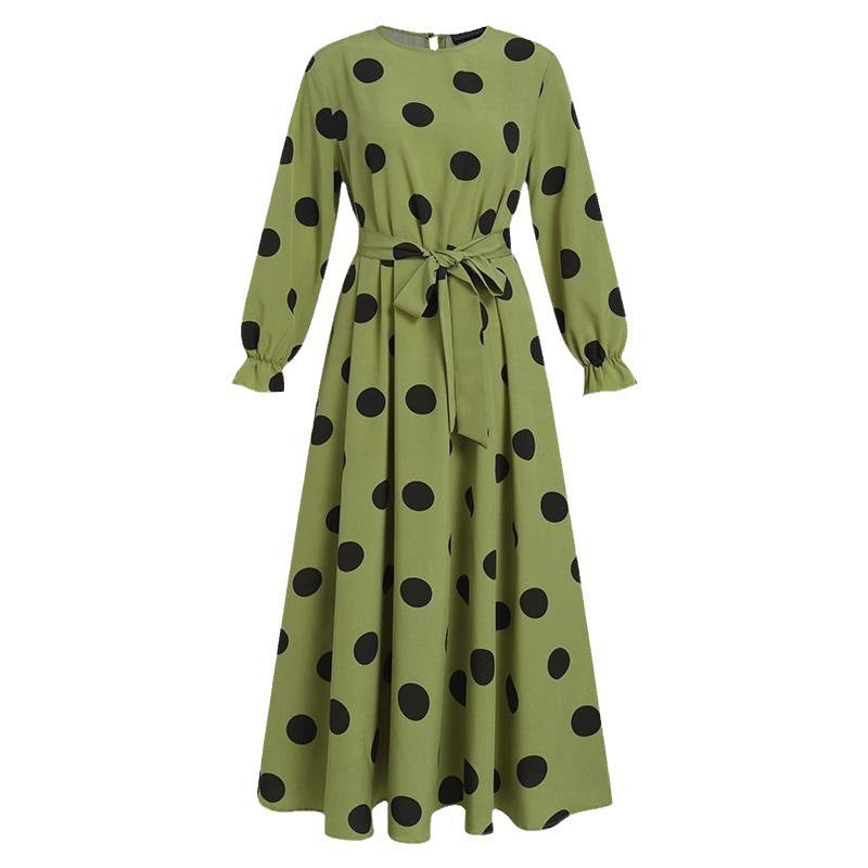 Damen Maxikleid mit auffälligem Polka-Dot-Muster