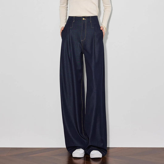 Damen Elegante Hohe Taillierte Wide-Leg Jeans Shop Nory