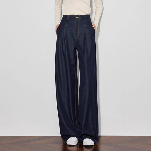 Damen Elegante Hohe Taillierte Wide-Leg Jeans Shop Nory