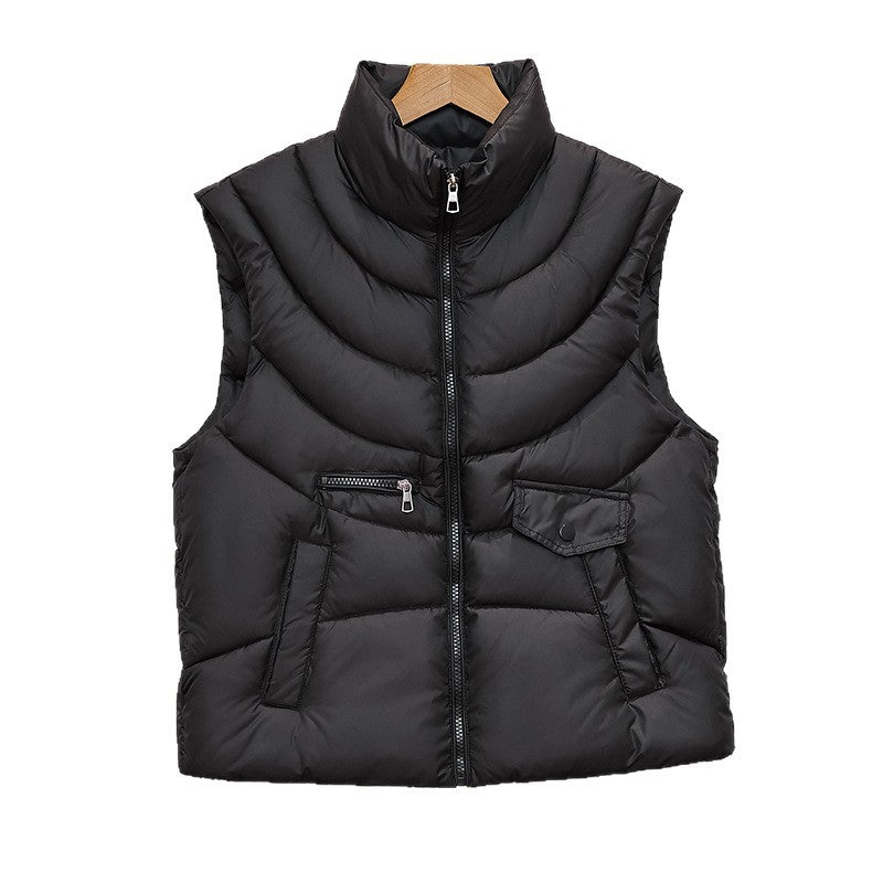 Damen nan ärmellose gesteppte Isolationsweste mit hohem Stehkragen, verdecktem Reißverschluss und Multifunktions‑Taschen Shop Nory