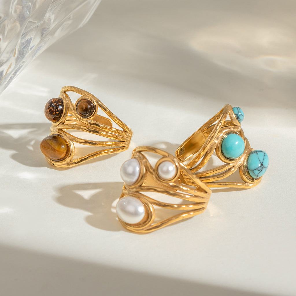 Damen Offenes Armband mit elegantem Perlendesign und hypoallergener Edelstahlverarbeitung Shop Nory