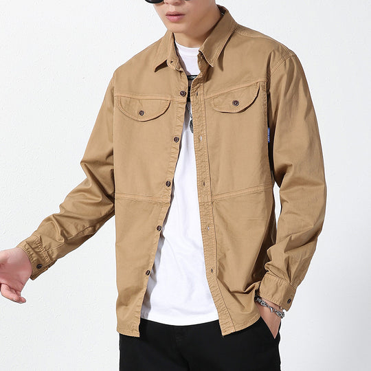 Herren leichte Canvas-Hemdjacke im Overshirt-Stil mit Brustpattentaschen und Knopfverschluss Shop Nory