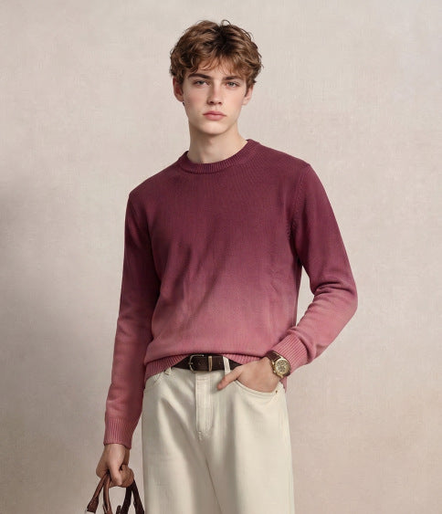 Herren Feinstrick-Pullover mit Dip-Dye-Effekt und Rundhalsausschnitt Shop Nory