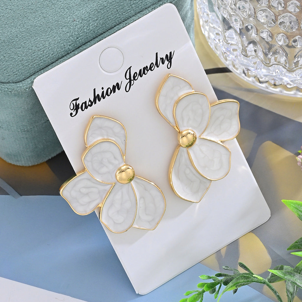 Damen Ohrringe im floralen Design mit elegantem Goldrand Shop Nory