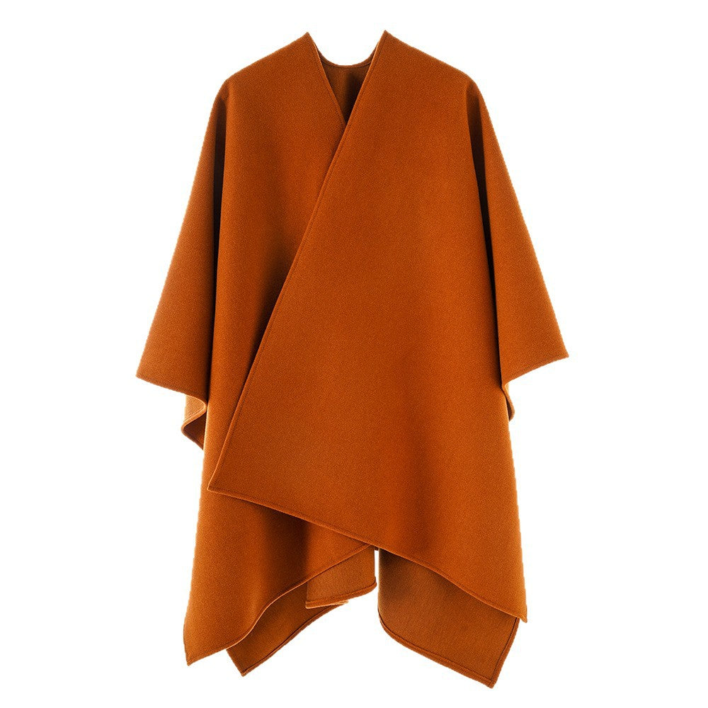 Damen Asymmetrischer Wollmix-Capeponcho mit drapiertem Wickelvorderteil Shop Nory