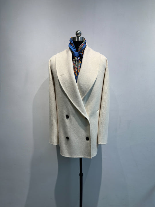 Damen Doppelreiher Strukturierter Wollmischung Jacke Shop Nory