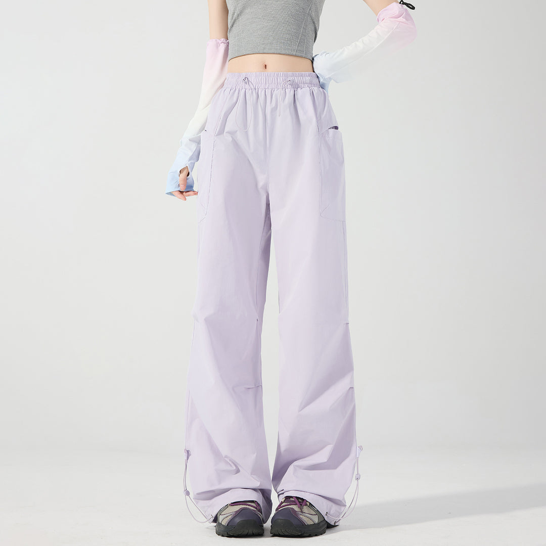 Damen Weite technische Cargo-Hose mit Kordelzugbund, verstellbarem Saum und Multifunktions-Taschen Shop Nory