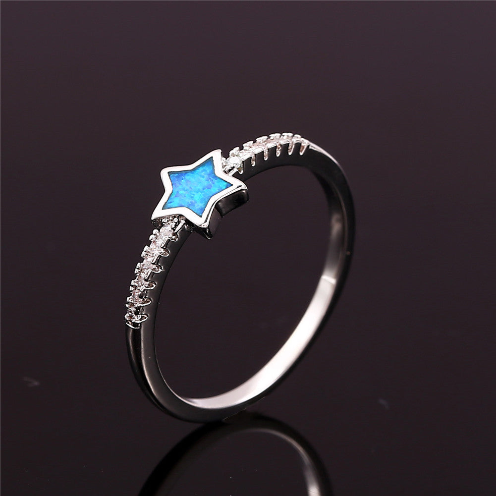 Damen Ring mit funkelndem Stern-Design und opalisierendem Opal Shop Nory