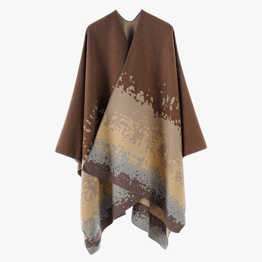 Damen Oversize‑Wendeponcho aus Jacquard mit abstraktem Farbverlauf Shop Nory