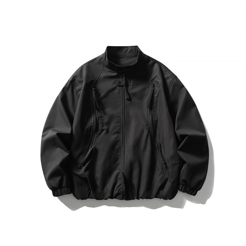 Unisex Oversize leichte Bomberjacke mit Stehkragen, Reißverschluss und elastischem Saum Shop Nory