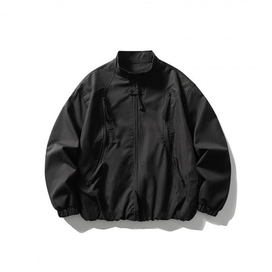Unisex Oversize leichte Bomberjacke mit Stehkragen, Reißverschluss und elastischem Saum Shop Nory