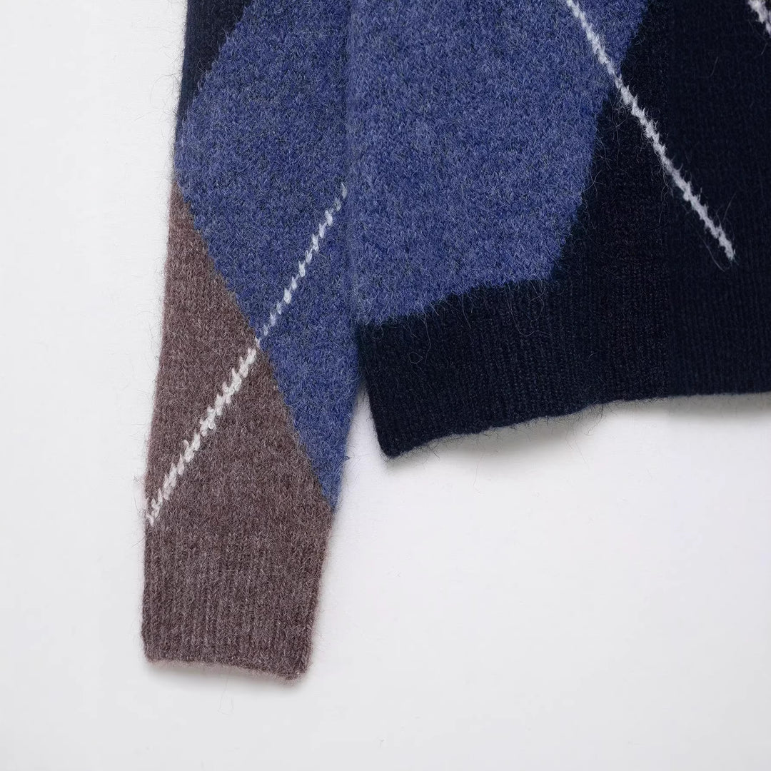 Damen Oversized Rautenstrickpullover mit Mohaireffekt Shop Nory