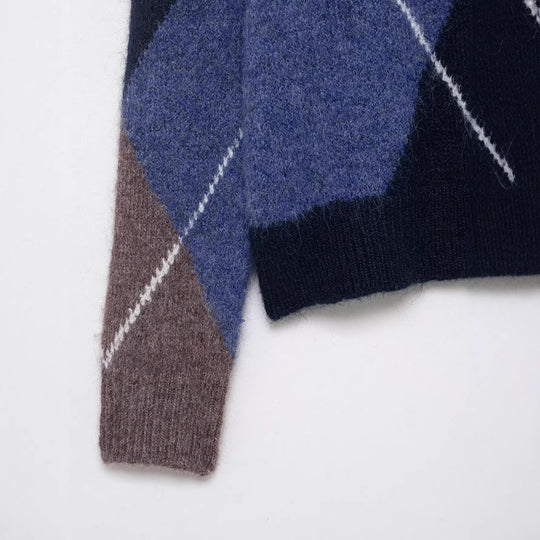 Damen Oversized Rautenstrickpullover mit Mohaireffekt Shop Nory