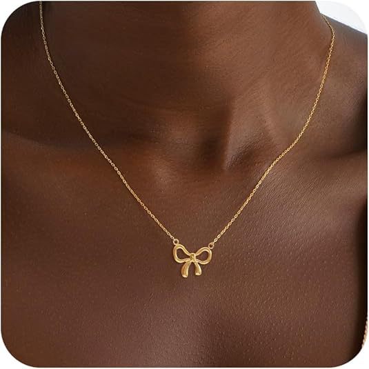 Damen Halskette mit elegantem Schleifenpendant und feiner Gliederkette Shop Nory