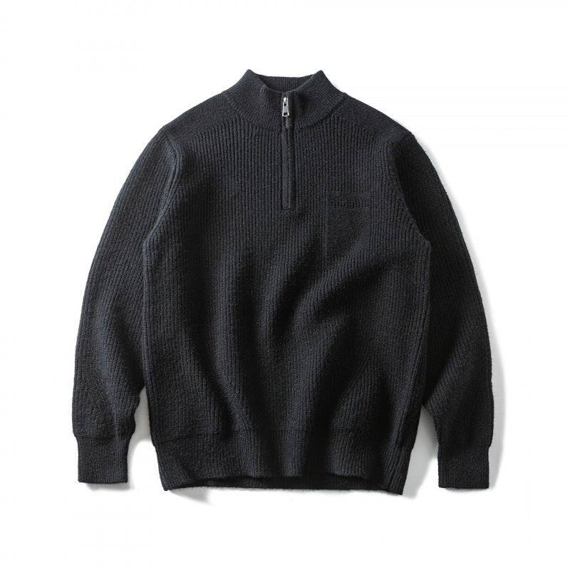 Unisex Grobgestrickter Halbzip‑Pullover mit Troyerkragen und Brusttasche Shop Nory