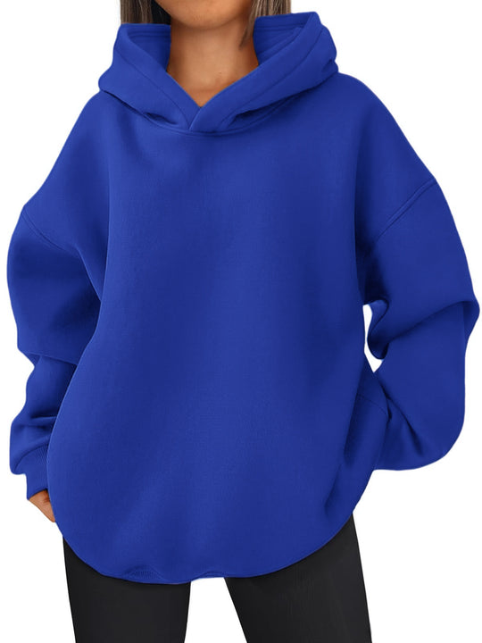 Damen nan kastiger Kapuzenpullover mit doppellagiger Kapuze, überschnittener Schulter und längerem Rückenteil Shop Nory