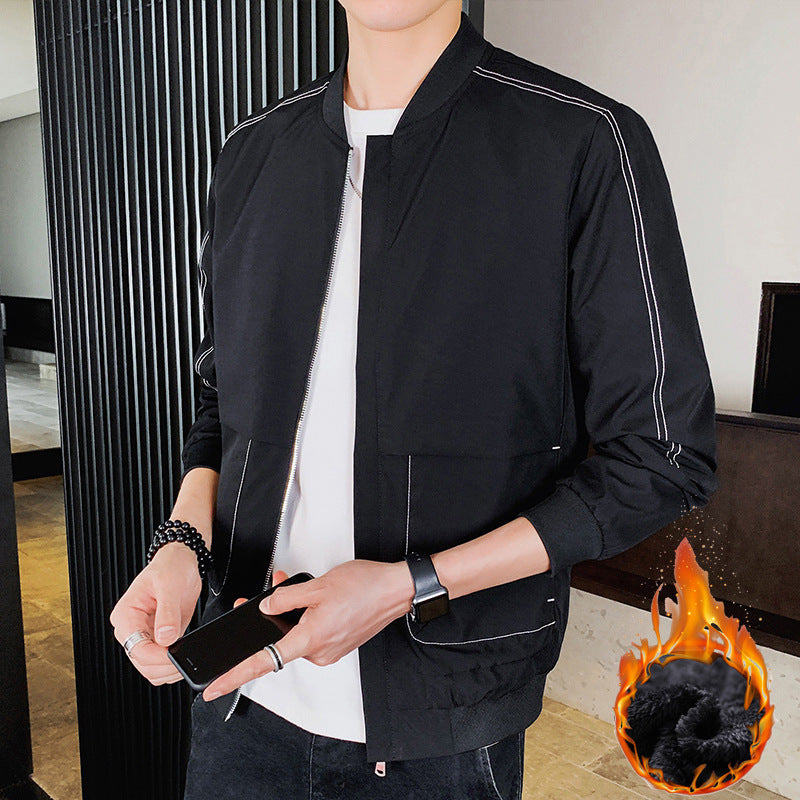 Herren Leichte Bomberjacke mit Kontrastnähten, Reißverschluss und Rippbündchen Shop Nory