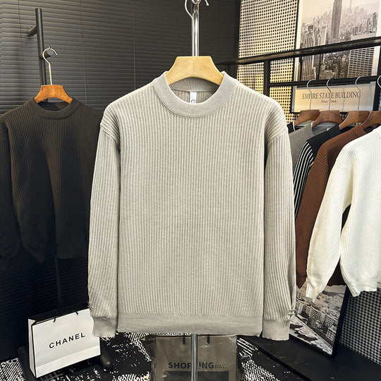 Herren Feiner Rippenstrick-Pullover mit Rundhalsausschnitt und verstärkter Schulternaht Shop Nory