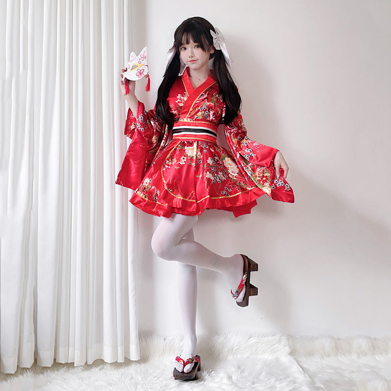 Damen Kimono-Kleid mit eleganter Schärpe und weitem Ärmel Shop Nory