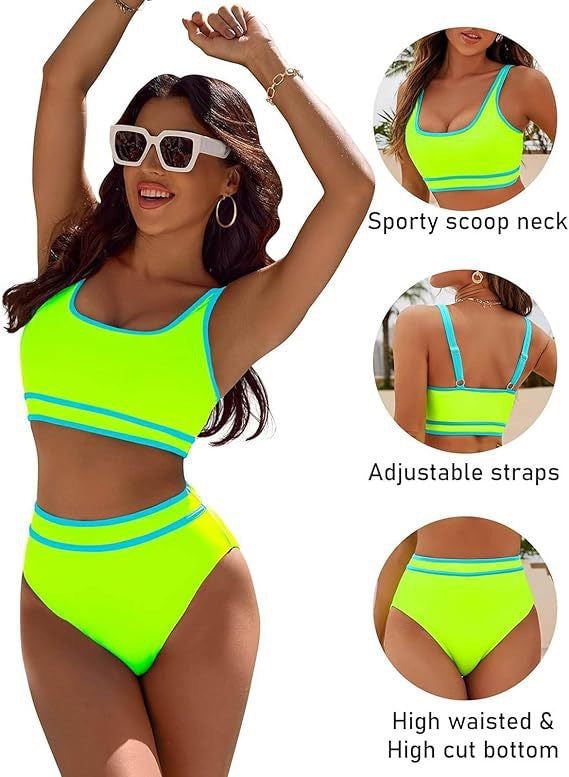 Damen Sportives Bikini-Set mit hohem Bund