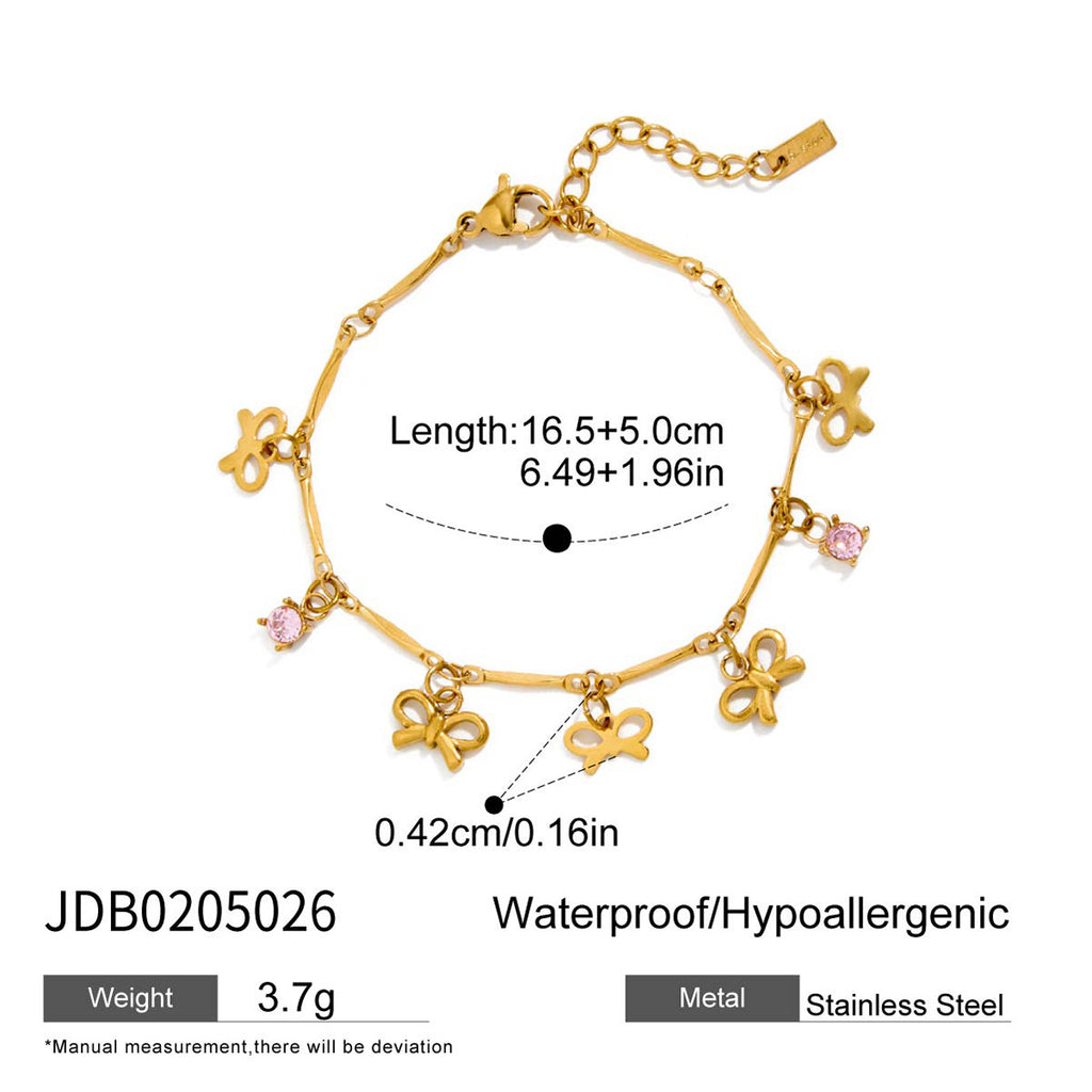 Damen Armband mit funkelnden Herzanhängern und hypoallergener Edelstahlverarbeitung Shop Nory