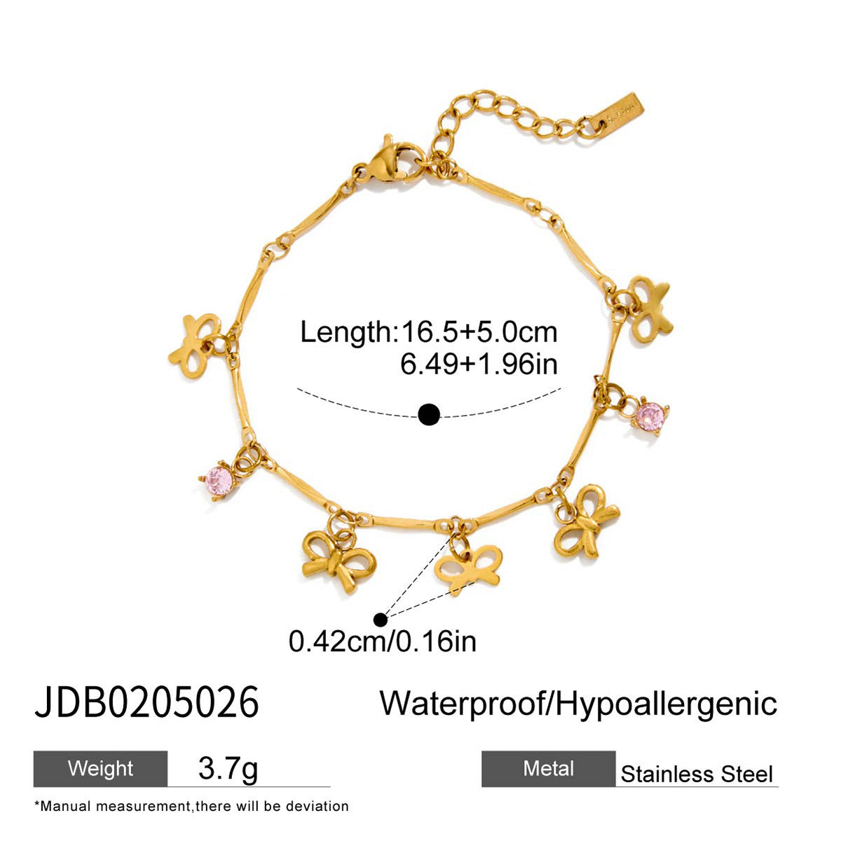 Damen Armband mit funkelnden Herzanhängern und hypoallergener Edelstahlverarbeitung Shop Nory
