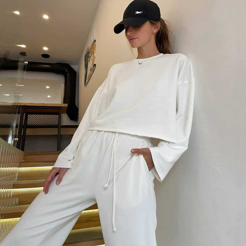 Damen lässiges Oversize-Lounge-Set mit weitem Crewneck-Sweater und elastischer Kordelbund-Jogginghose Shop Nory