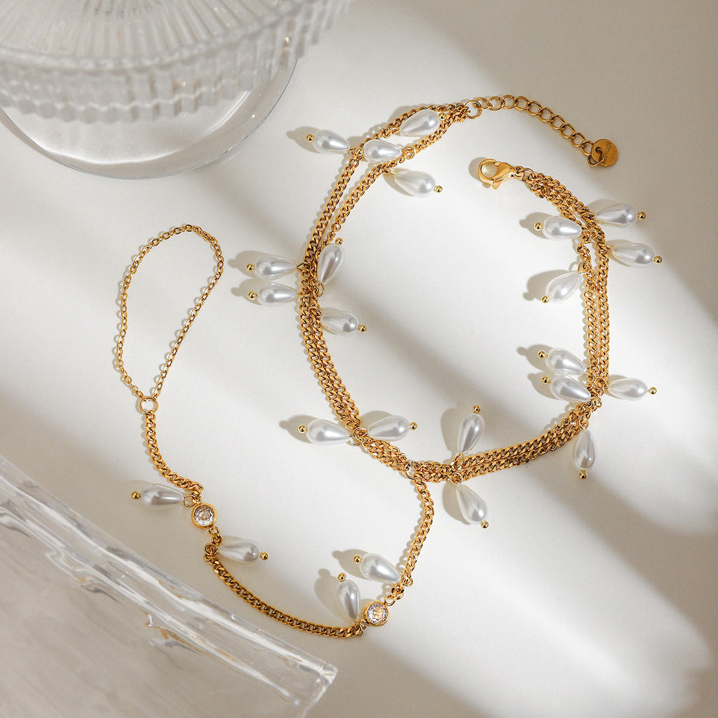 Damen Funkelndes Armband mit Perlenanhängern Shop Nory