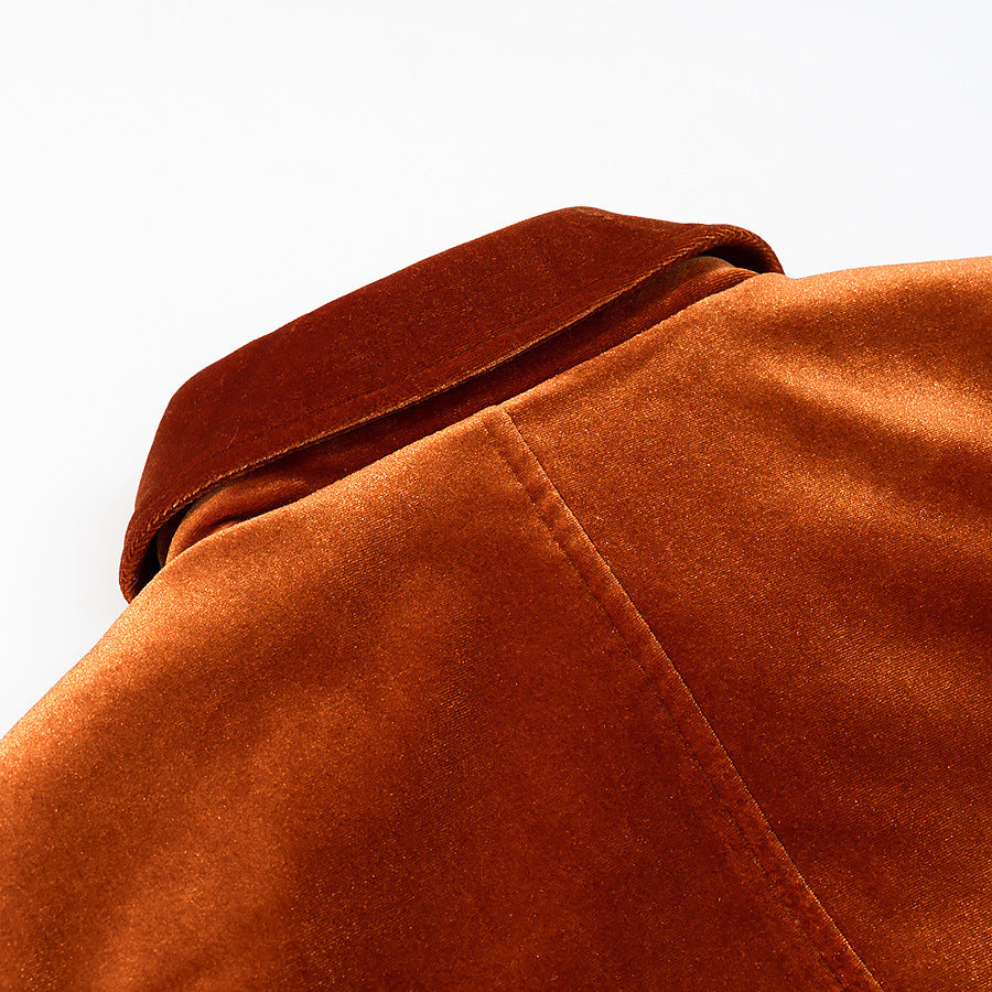Damen Samt-Boxy-Jacke mit Pattentaschen und goldenen Zierknöpfen Shop Nory