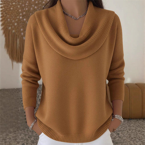 Damen nan schimmernder Strickpullover mit Wasserfallkragen, feiner Glitzerstruktur und schmalem Saum Shop Nory