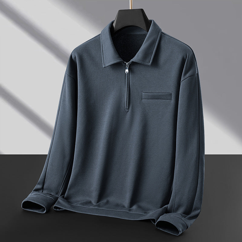 Herren Polo‑Sweatshirt mit halbem Reißverschluss und wärmendem Fleece-Innenfutter Shop Nory