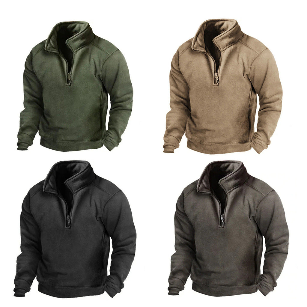 Herren Fleece-Pullover mit hohem Kragen und praktischen Reißverschluss
