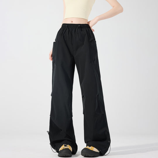 Damen Weite technische Cargo-Hose mit Kordelzugbund, verstellbarem Saum und Multifunktions-Taschen Shop Nory