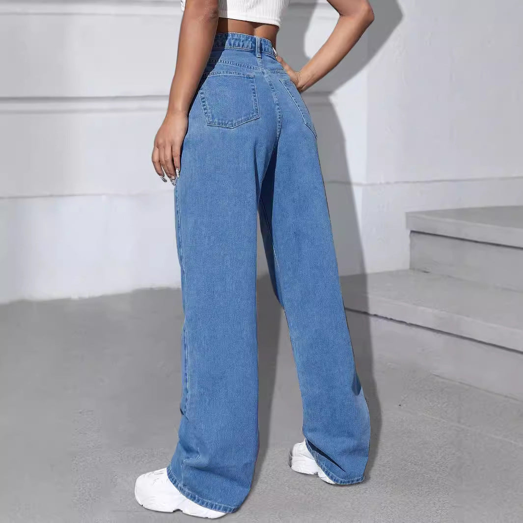 Damen Weite Jeanshose mit Schmetterlings-Print Shop Nory